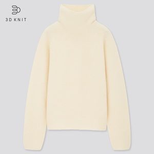 Brand New : Uniqlo 3D knit lambs wool blend turtleneck